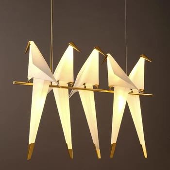 LED Posmodern Železa Acryl Art Deco Láska Vták Dizajnér Lesk Pozastavenie Svietidlo Lampen LED Luster Osvetlenie Pre Jedáleň