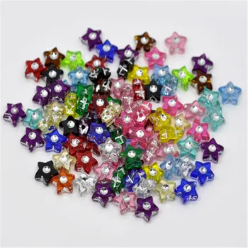 500 Ks Doreen Box Akryl Dištančné Korálky Zmiešané Star Tvar Multicolor Drahokamu Perličiek poznatky Pre KUTILOV, Šperky, Takže 9x9mm