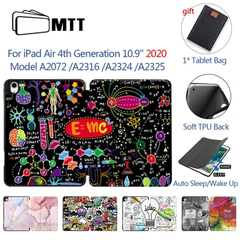 MTT 2020 puzdro Pre iPad Vzduchu 4. Gen 10.9 palcový funda S Ceruzkou Držiteľ Mäkké TPU+Kože Flip Stojí Inteligentný Ochranný plášť Coque