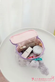 Roztomilý kreslený Duffy prenosné make-up okno prenosné kozmetické úložný box veľkú kapacitu domácnosti plyšové kozmetická taška