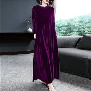 QWEEK Čierne Zamatové Šaty Žien Plavky Stredného Veku, Plus Veľkosti Domov Šaty pre Ženy 2020 Elegantné Velveteen Midi Červené Šaty