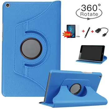 360 Rotujúce PU Kožené puzdro pre Huawei MediaPad T3 8.0 Česť Hrať Pad 2 KOB-L09 KOB-W09 Tablet Funda Kryt+Zadarmo OTG+Film+Pero