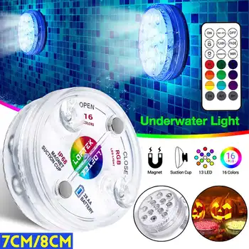 7 cm/8 cm 10/12/13 LED Ponorné Led Osvetlenie s Diaľkovým ovládaním, 16 Farieb, pod vodou Led Svetlo Bazén S Prísavkou