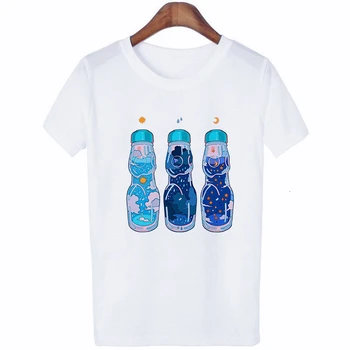 2019 dámske letné módne dámske originálne hostel Žien piť vytlačené T-shirt Mlieko čaj Kawaii estetické harajuku tričko