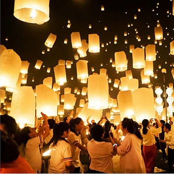 10pcs Čínsky Biely Papier, ktorí Chcú Svietidlá Lietať Sviečky Lampy Vianočný Večierok Svadobné Dekorácie