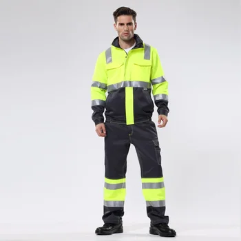Pracovné odevy vyhovovať bezpečnostná reflexná bunda pracovné nohavice mužov pracovné odevy s 3M reflexné pásky