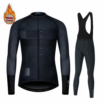 Španielsko Tím Zimné Thermal Fleece Cyklistické Oblečenie Mužov Long Sleeve Jersey Vyhovovali Vonkajšie Koni Bike MTB Nohavice, Oblečenie Kombinézach