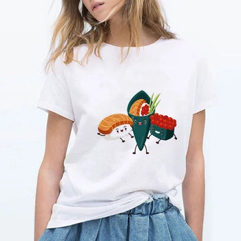 Košele Ženy 2020 Sushi Ulici Bežné Estetické Oblečenie Harajuku Vtipné Krátke Sleeve T-shirt Ženy Grafické Tees Ženy
