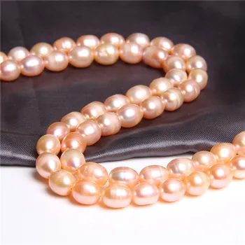 9-10 mm Prírodné kolo, oválne šampanské pearl perly sladkovodné perly šperky Príslušenstvo ženy, takže náhrdelník prívesok charm perly