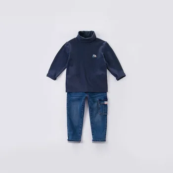 DKX16273 dave bella jeseň 5Y-13Y deti chlapcov módne list vrecká, nohavice deti boutique bežné full-dĺžka nohavice