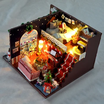 DIY Chata Ručné Modelu Vzdelávacích Hračiek S LED Svetlá A Hudbu, Tvorivé Narodeniny, Valentína Darček Vianočný Darček