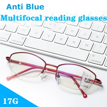 Progresívna Multifokálna Okuliare Na Čítanie Ženy Námestie Anti Modré Svetlo Okuliare Blízkosti Ďaleko Pohľad Diopter 1.0 1.5 2.0
