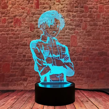 Cool 3D Stôl Nočného LED 7 Farieb Mení na Čítanie Model Kapitán Levi Ackermana Útok na Titan Anime Obrázok Hračky pre deti