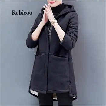 Rebicoo Zimná Bunda Nové Plus velvet Bavlna kabát veľkosť kabát s Kapucňou ženy Kórea Žien zime teplé park