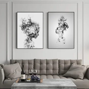 Abstraktný Štýl Čierne a Biele Ženy Obraz na Plátne Maľovanie olejomaľba Moderné Nástenné Art Plagát Výzdoba Domov v Obývacie