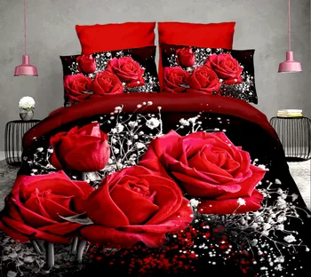 4pcs Bavlna 3D Rose posteľná bielizeň Nastavuje Vysoko Kvalitné Mäkké Obliečky Kryt Bedsheet obliečka na Vankúš Reaktívne Potlačené Obliečky Queen Bed Linen30