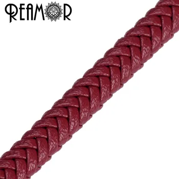 REAMOR Black Red 6*3 mm Super Vlákniny Pletená Kožené Lano Pre Šperky, Takže PU Ručné Široký Kožený DIY Náramok Zistenia 1M