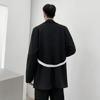 Etapa Oblečenie Mužov Vrecku Spájať Pás Voľné Bežné Blejzre Sako Muž Harajuku Streetwear Vintage Módy Vyhovovali Kabát