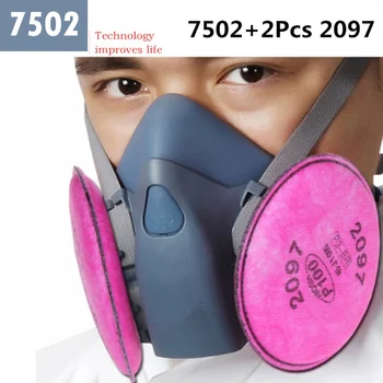 7502+2097 Pol Facepiece Opakovane Respirátor SPray Paint Prach, Organické Pary Uhlím Maska Set