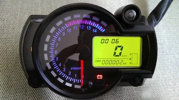 TKOSM Moderné KOSO 14000rpm Black White LCD Digitálny Motocykel počítadlo kilometrov Rýchlomer Nastaviteľné MAX 299KM/H Motorke S Držiakom