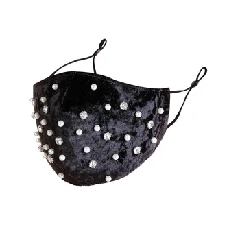 2020 Luxusné Velvet Pearl CCB Korálkové Bavlna Dekorácie Maska Kryt Tváre Príslušenstvo pre Ženy Bling Drahokamu Pearl Masky, Šperky