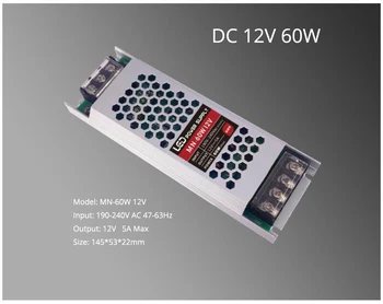 Transformer Napájanie Ultra Tenké slim DC 12V 60W 150W AC190-240V Ovládač Pre LED Pásy, Neohybné, Bar Svetlo