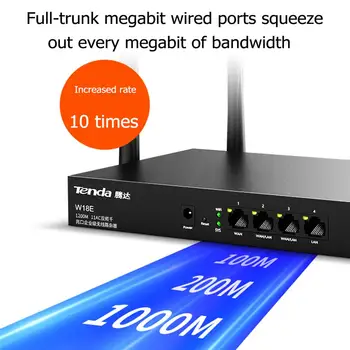 Tenda W18E 2.45+5 ghz Dual-Band Wireless Router 1200M Signálu Wifi Opakovač 4 Gigabit Káblové Port 120m2 Pokrytie