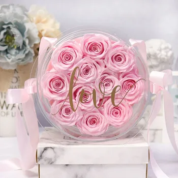 Konzervované Kvet Dizajn Valentína Darčeky Večný Rose Candy Bag Batoh Konzervované Ruže Kvet V Akryl Darčekovej krabičke