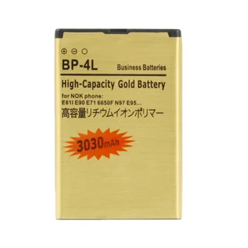 3030mAh BP-4L BP 4L Zlato Náhradné Batérie Pre Nokia E61i E63 E90 E90i 6650F N97 N97i E95 E71, E72 E73 E75 E52, E55 Batérie