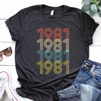 Módne Leto Y2k Ženy oblečenie 2021 50. Narodeninám T Shirt dámske tričká Ročník 1981 Originálne Diely Tee Roztomilý Čaj