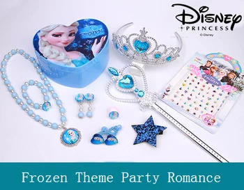 Disney Mrazené Motív Strany: Romantika Nastaviť Princezná Náhrdelník Vlasy Príslušenstvo Dieťa Darček Šperky Úložný Box Koruny Sponky Do Vlasov