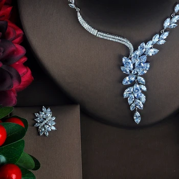 HIBRIDE Luxusný Trblietavý Marquise Rez Ženy Zirkónmi, Šperky Nastaviť Náhrdelníky Náušnice Sady Narodeninovej Party Veľkoobchodná Cena N-411