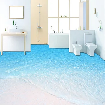 Vlastné 3D Fotografie Moderné Tapety Pláž, More, Voda, Podlahy, Maľby Na Obývacia Izba, Kúpeľňa samolepiace Poschodí nástenná maľba na Stenu Papier