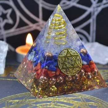 Aura Crystal Orgonite Pyramídy Energie Dekorácie, Ručne Vyrábané Živice Dekoratívne Plavidlá, Šperky Prinášajú Šťastie Hrdla Kolesa C0123