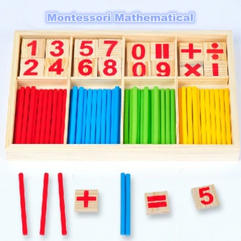Montessori Hračky Matematika Vzdelávacia Drevené Hračky pre Deti Raného Vzdelávania Puzzle Deti Číslo Počítanie Palice Učebné Pomôcky