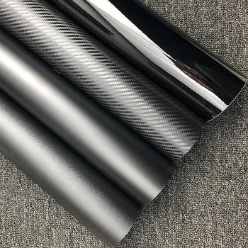 2 ks 50*150 cm karosérie Flim Lesklý/Matný Matný Čierny 3D Carbon Fiber Exterior Styling Nálepky Vinyl Zábal Film v Pohode Domáce Použitie