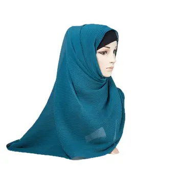 Žena Farba Obyčajný Šifón Hidžáb Šatku Pokrčené Šatkou Navrhnuté Hlavu Šatku Kvalitný Zábal Moslimské Šatky 34 Farby