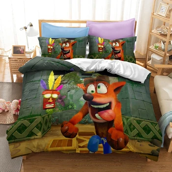 Horúce Hru Crash Bandicoot 3d Vytlačené posteľná bielizeň Nastaviť Obliečky Kryt Nastaví obliečka na Vankúš Twin Plný Kráľovná Kráľ Obliečky posteľné Prádlo Kvapka Loď