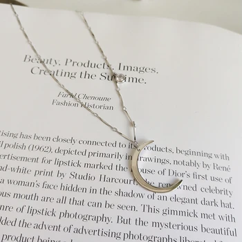 LouLeur 925 sterling silver okrúhly zirkón mesiac prívesok strieborný náhrdelník Vody vlna reťazca elegantný náhrdelník pre ženy, jemné šperky