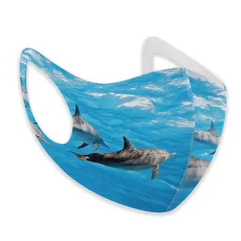 Umývateľný Strmeň Maska 3D Real Jasné Obrázky Dolphin Života Podvodná Cyklistické Proti Prachu Úst Starostlivosť o Tvár a Respirátor na Leto