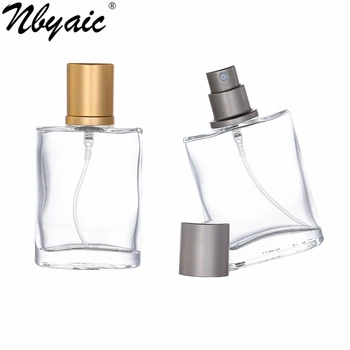 Nbyaic 50Pcs 30 ml 50 ml high-end prenosné transparentné sklo parfum fľašu s zlata a šedej čiapky, prázdne fľaše sprejová fľašu
