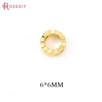 (34671)20PCS 6 MM 24K Gold Farbe Mosadze Kolo Kruhu Pripojiť Charms Prívesky Vysokej Kvality Diy Šperky Zistenia Príslušenstvo