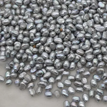 Veľkoobchod skutočnou perlou voľné gray 6*7-9 mm plnej diery korálky 50pcs