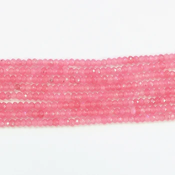 Krásne ružové crystal kameň chalcedony jades 2*4mm tvárou rondelle abacus voľné korálky šperky čo 15inch B560