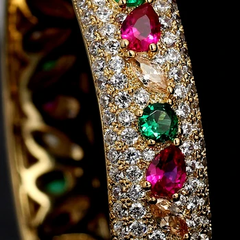 Nevesta Hovoriť Módne Farebné Indické Dubaj Šperky AAA Full CZ Zirkón Retro Veľké Obvodové Náušnice Zlatá Farba Luxusné Darčeky Pre Ženy