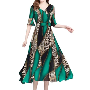 šaty dámske Oblečenie Appliques žena šaty Ženy Šaty Polyesterových vlákien Leopard Tlač šaty žien letné dámske šaty