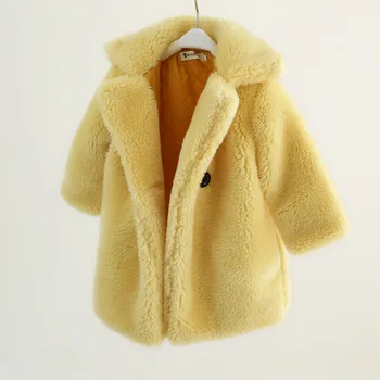 2020 Umelú Kožušinu Deti Kabát Teplá Zimná Bunda, Baby, Dievčatá Hrubé Deti Vrchné Oblečenie Fleece Batoľa Dievča Windbreaker Snehu Oblečenie