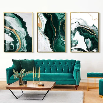 Moderné Abstraktné Tmavo Zelená Zlatá Fólia Linky Mramoru Plátno Umenie Maľby, Obývacia Izba, Spálňa Plagáty Vytlačí Na Stenu Plagát Domova