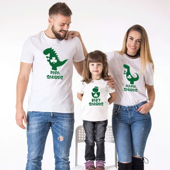Papa Mama Dieťa Saurus Cartoon T-shirt Rodiny Zodpovedajúce Oblečenie Maminku a Mňa, Oblečenie pre Chlapcov, Oblečenie Zodpovedajúce Oblečenie T-shirt