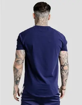 SikSilk Deep Navy Prúžok Muži T-Shirt